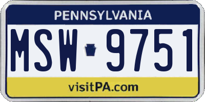 PA license plate MSW9751