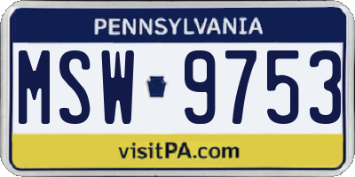 PA license plate MSW9753