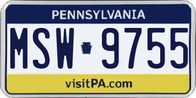 PA license plate MSW9755