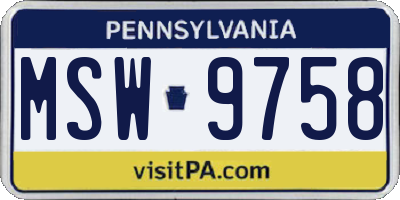 PA license plate MSW9758