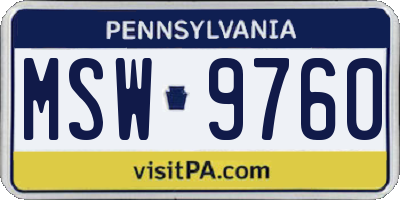 PA license plate MSW9760