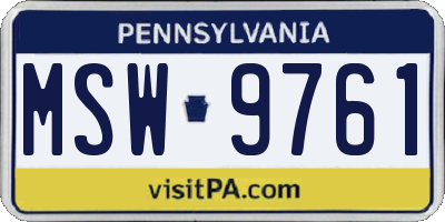 PA license plate MSW9761