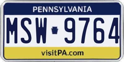 PA license plate MSW9764