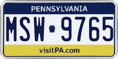 PA license plate MSW9765