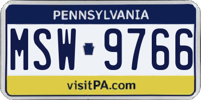 PA license plate MSW9766