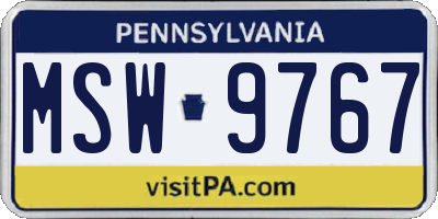 PA license plate MSW9767