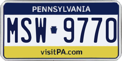PA license plate MSW9770