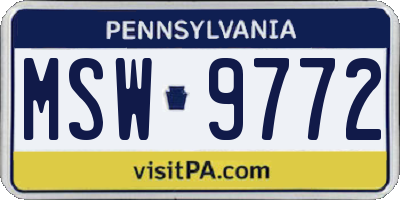 PA license plate MSW9772
