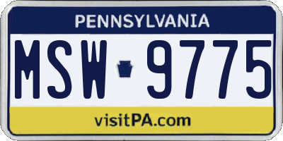 PA license plate MSW9775