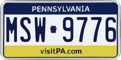 PA license plate MSW9776