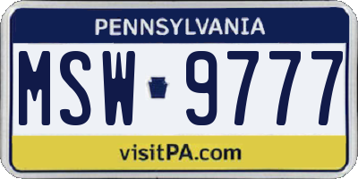 PA license plate MSW9777