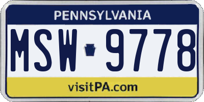 PA license plate MSW9778