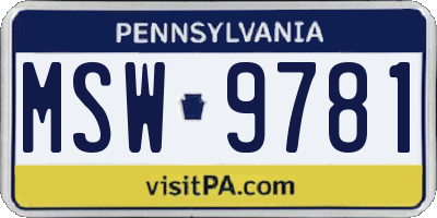 PA license plate MSW9781