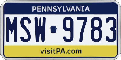 PA license plate MSW9783