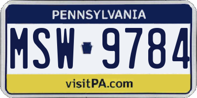 PA license plate MSW9784