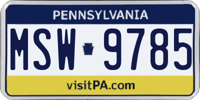PA license plate MSW9785