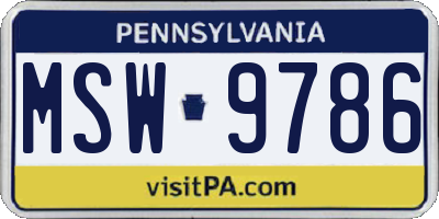 PA license plate MSW9786