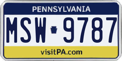 PA license plate MSW9787