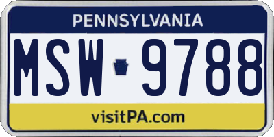 PA license plate MSW9788