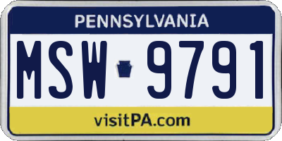 PA license plate MSW9791