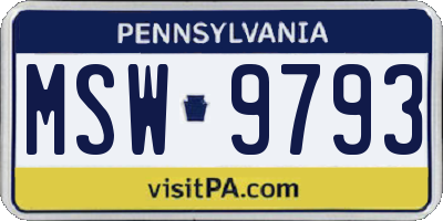 PA license plate MSW9793