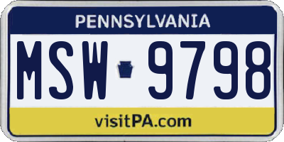 PA license plate MSW9798