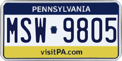 PA license plate MSW9805