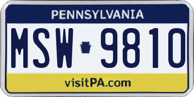 PA license plate MSW9810