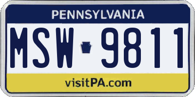 PA license plate MSW9811