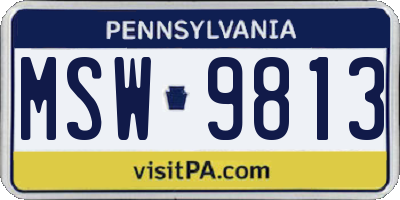 PA license plate MSW9813