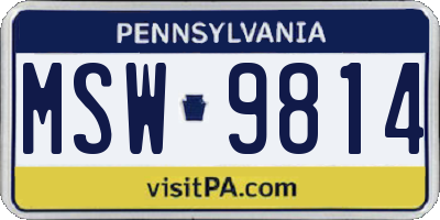 PA license plate MSW9814