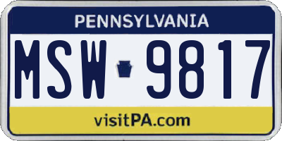 PA license plate MSW9817