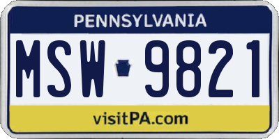 PA license plate MSW9821
