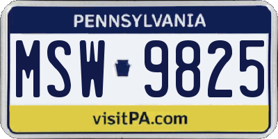 PA license plate MSW9825