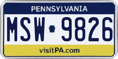 PA license plate MSW9826