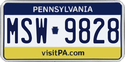 PA license plate MSW9828