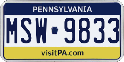PA license plate MSW9833