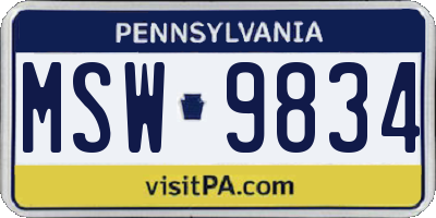 PA license plate MSW9834