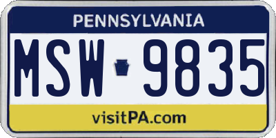PA license plate MSW9835