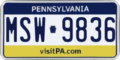PA license plate MSW9836