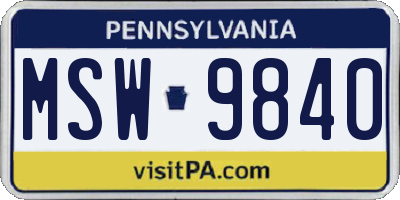 PA license plate MSW9840