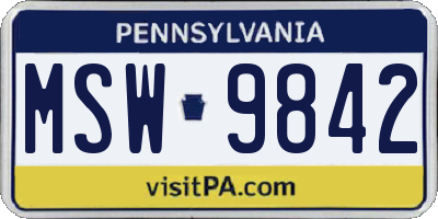 PA license plate MSW9842