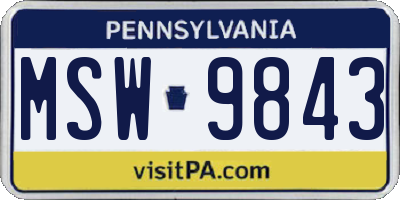 PA license plate MSW9843