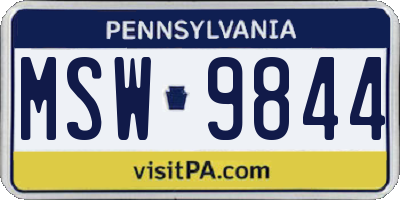 PA license plate MSW9844