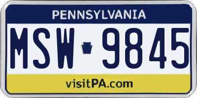 PA license plate MSW9845