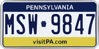 PA license plate MSW9847