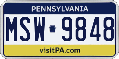 PA license plate MSW9848
