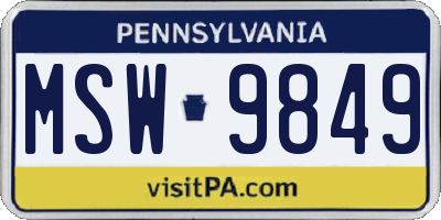 PA license plate MSW9849