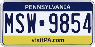 PA license plate MSW9854
