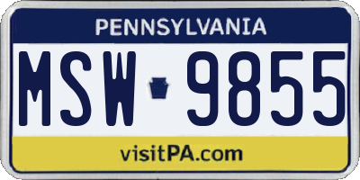 PA license plate MSW9855